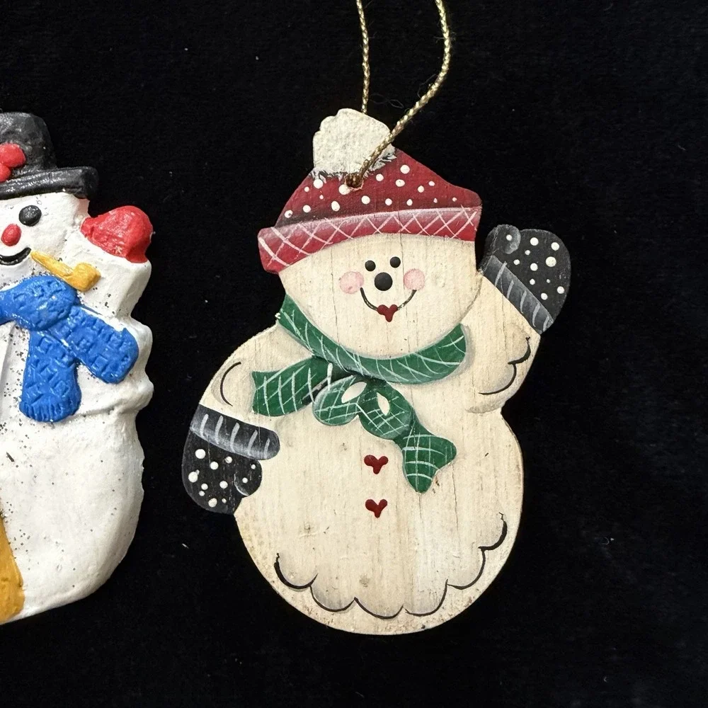 Vintage Snowman‎ Christmas Ornaments Lot Of 3 90s Nostalgia